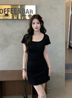 3MER哦哦三妹 纯欲风短袖连衣裙春秋百搭显瘦t恤纯色性感包臀短裙