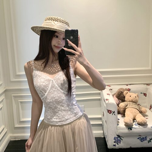 3MER纯欲蕾丝花边吊带背心