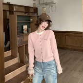 3MER哦哦三妹 格纹拼接假两件针织衫 上衣女秋冬温柔撞色套头毛衣