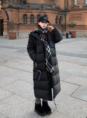 3MER哦哦三妹 行走羽绒被 90白鸭绒长款连帽羽绒服女冬季保暖外套