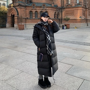 连帽羽绒服女冬季 90白鸭绒长款 保暖外套 行走羽绒被 3MER哦哦三妹