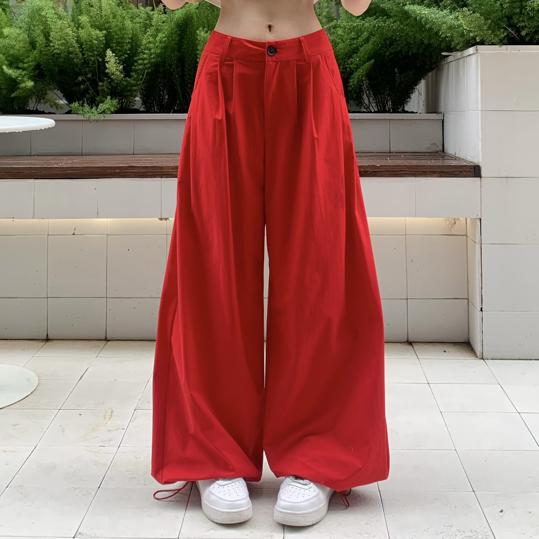 3MER哦哦三妹韩系清凉防晒阔腿西装裤女垂感宽松薄款直筒休闲裤子