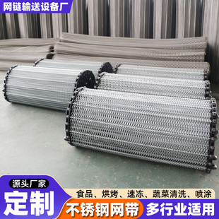不锈钢链条式网带串杆网带耐高温清洗网带可定制烘干网带流水线