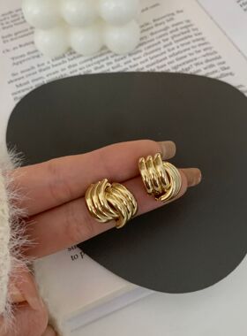 几何简约金属感耳环S925银针