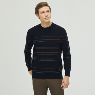 【大美丽专享】MENHARDUM/蔓哈顿绵羊毛混纺毛衣细条纹针织羊毛衫