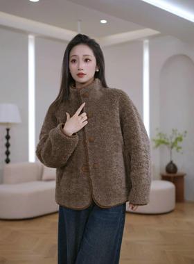 TF121海宁2025新款100%绵羊毛双面穿休闲外套宽松显瘦皮草大衣