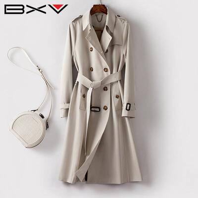 BXV风衣女中长款2025春季新款英伦风外套小个子大衣经典高级感