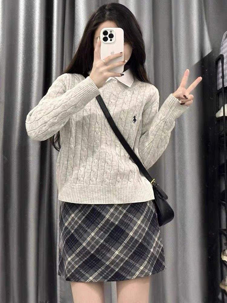 miu系套装洋气减龄慵懒风毛衣a字半身裙两件套秋季搭配一整套时尚