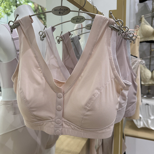 中老年妈妈内衣背心式前开扣超弹力舒适不勒薄款文胸固定杯垫8669