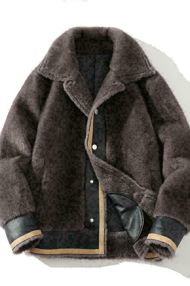 日系白底冬季皮毛一体加绒加厚夹克男外套潮A087-PY340-P330,男装夹克,电商A087