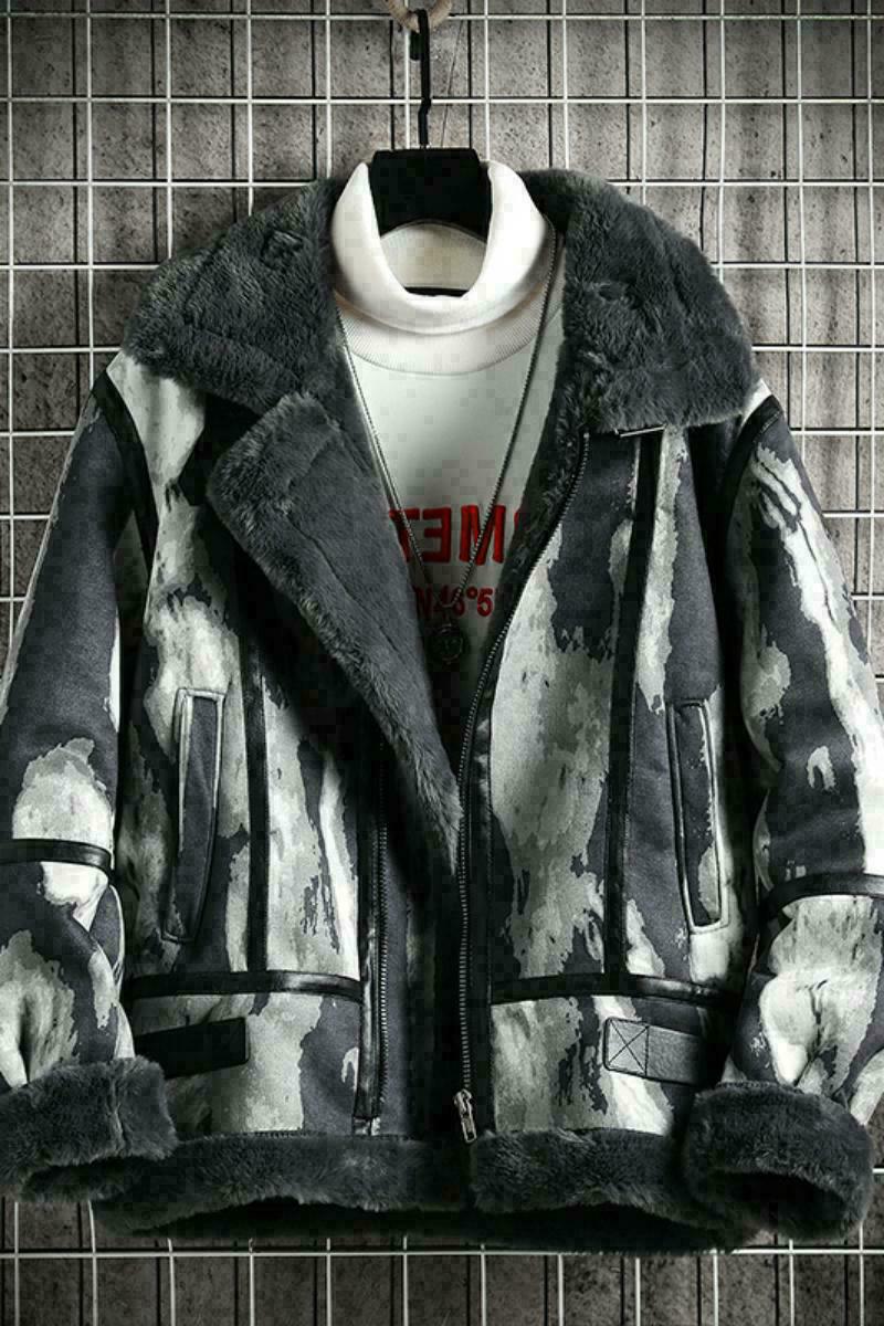 网格挂拍冬季皮毛一体加绒加厚夹克男外套潮A087-PY330-P245,男装夹克,电商A087