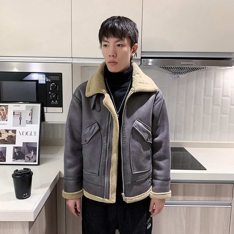 酒店风 冬季新款皮毛一体加绒加厚男装外套A087-PY312-P245图片