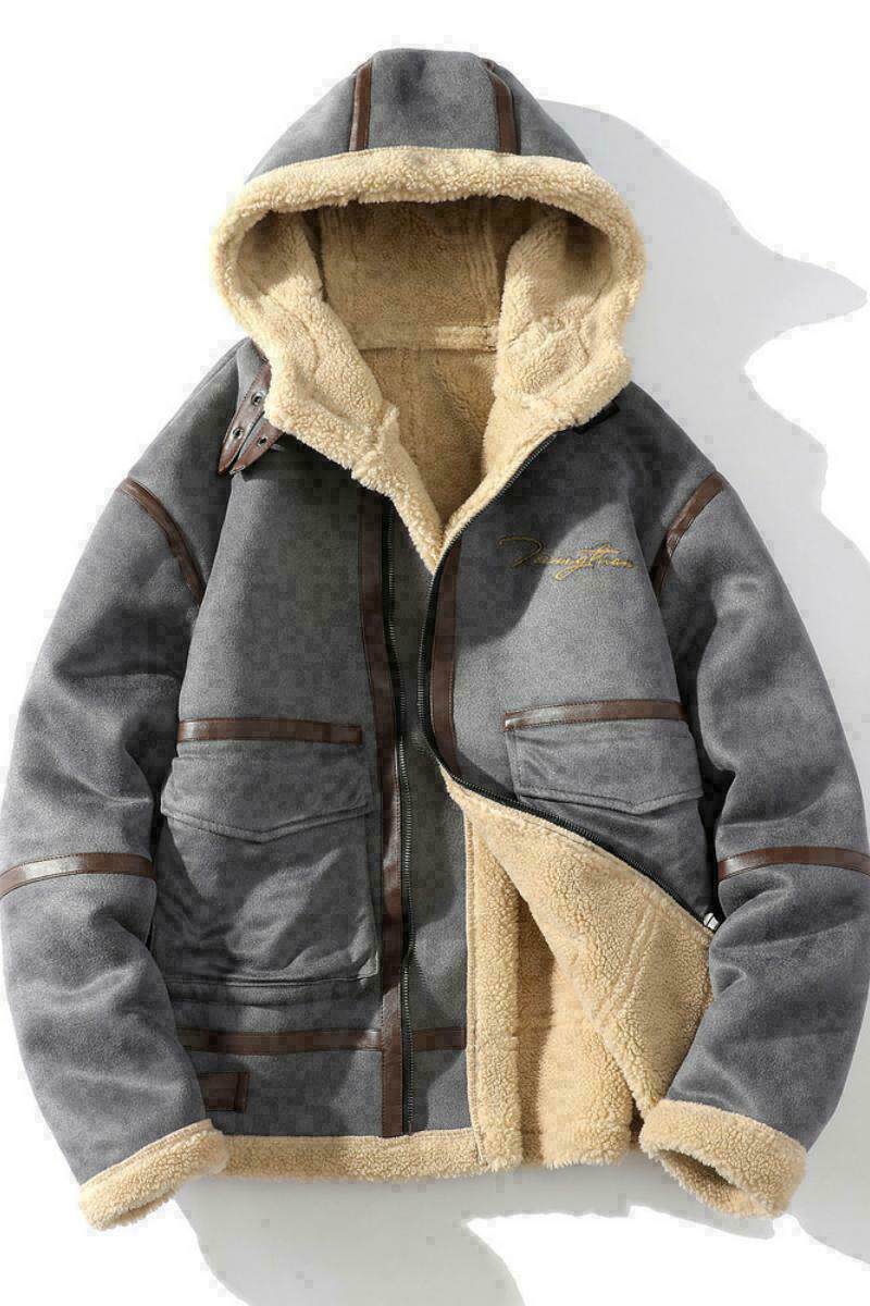 日系白底加厚棉衣羊羔毛皮毛一体羊羔绒棉服男A087-A815-P145,男装棉衣,电商A087