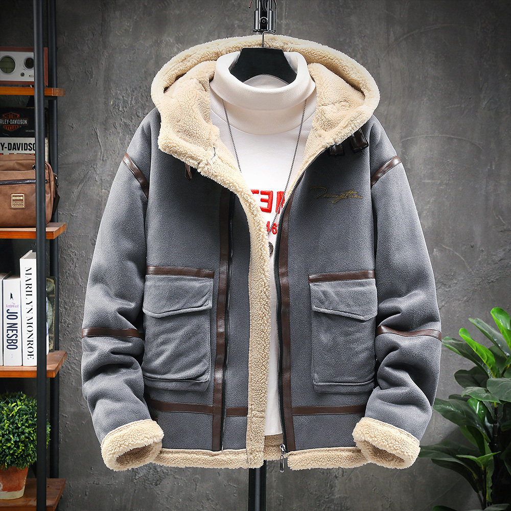 展架挂拍 加厚棉衣羊羔毛皮毛一体羊羔绒棉服男A087-A815-P145图片