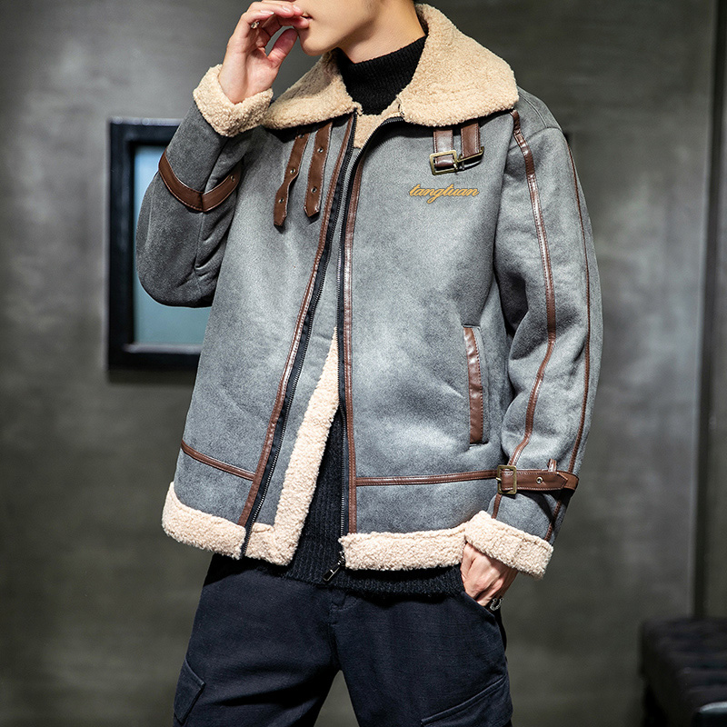 黑洞模特冬装羊羔毛男外套皮毛一体保暖加厚棉衣A087-A801-P145，男装棉衣，电商A087