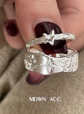 天籁星河 小星星戒指女ins风纹路简约个性小众开口指环潮