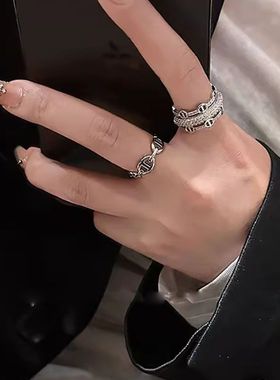 猪鼻子宽窄开口戒指女秋冬时尚简约个性百搭精致冷淡风食指戒指环