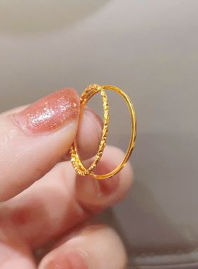 不掉色!0.5mm巨细素圈戒指女叠戴食指戒钛钢指环尾戒闺蜜戒可水洗