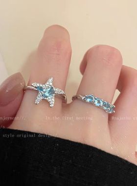 玫瑰花珍珠碎银开口戒指女甜美气质叠戴食指戒轻奢小众高级感戒指