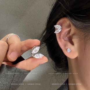 天花板级别~爆闪锆石耳骨夹马眼形状无耳洞耳饰女精灵耳夹高级