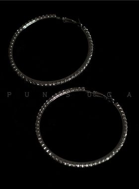 欧美博主ins风肯豆Kendall经典超闪水钻锆石夸张大圆圈百搭耳环