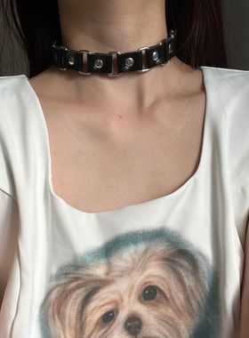 原宿欧美朋克choker项圈颈链摇滚脖圈黑色项链女锁骨链小众配皮革