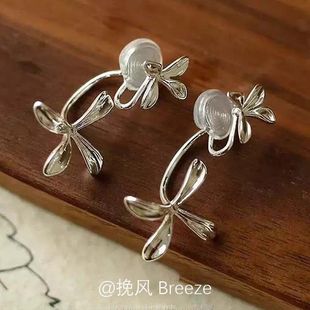 「双生鸢尾」新中式清冷感鸢尾花耳钉小众设计感精致时尚简约耳饰