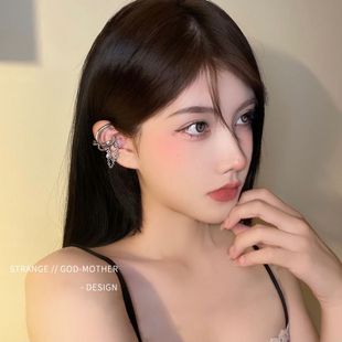 精灵耳夹女无耳洞高级感小众耳骨夹耳挂ins冷淡风酷耳饰锆石耳环