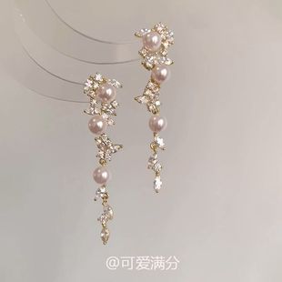 「加贝多港湾」法式复古珍珠流苏耳钉冬季独特百搭精致高级感耳饰