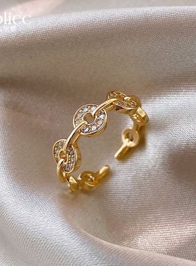 古里雅2025新款招财戒指女轻奢高级感指环开口戒食指偏财戒装饰品