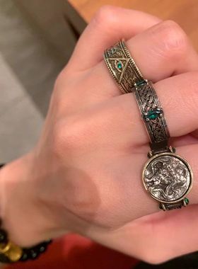 做旧中古vintage戒指女款ins小众设计高级感2025新款气质食指戒指