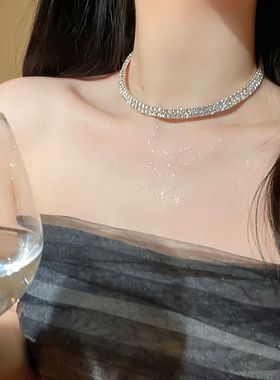 奢华满钻项圈2022年高级感小众锁骨链ins网红叠戴颈链choker短款