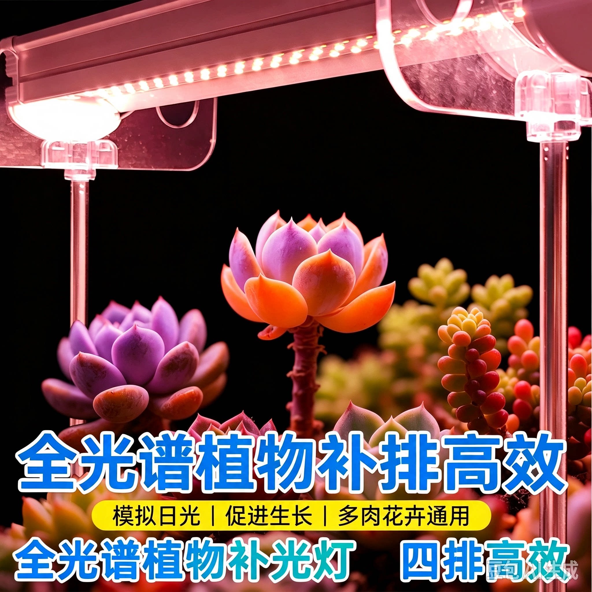 新款加宽多肉补光灯仿太阳光全光谱 家用花卉蔬菜补光防水防徒长