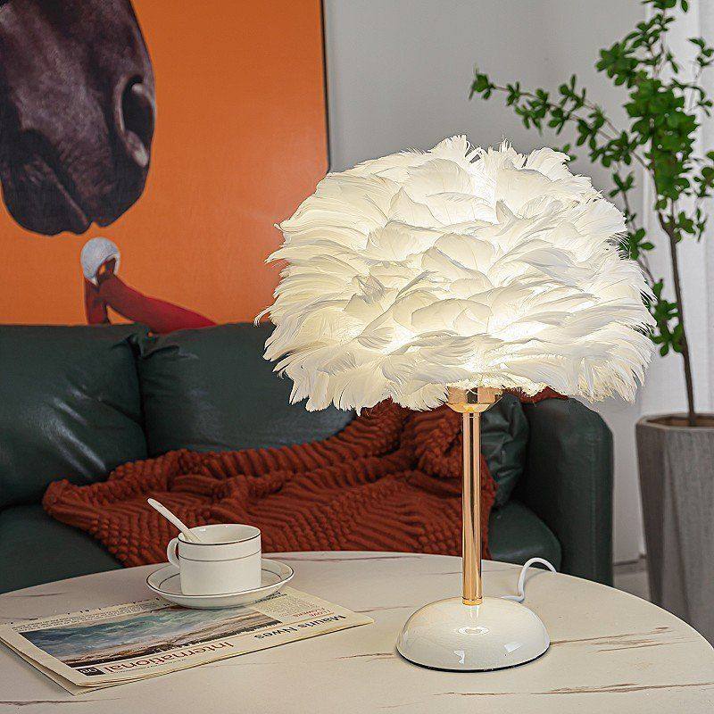 小夜灯可调光羽毛欧式温馨INS婚房台灯浪漫护眼简约卧室床头柜,家装灯饰光源,装饰台灯,淘宝优惠券,粉丝福利购,淘宝优惠卷