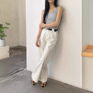 trounoir春夏季新款白色镰刀牛仔裤女休闲阔腿裤宽松长裤香蕉裤子