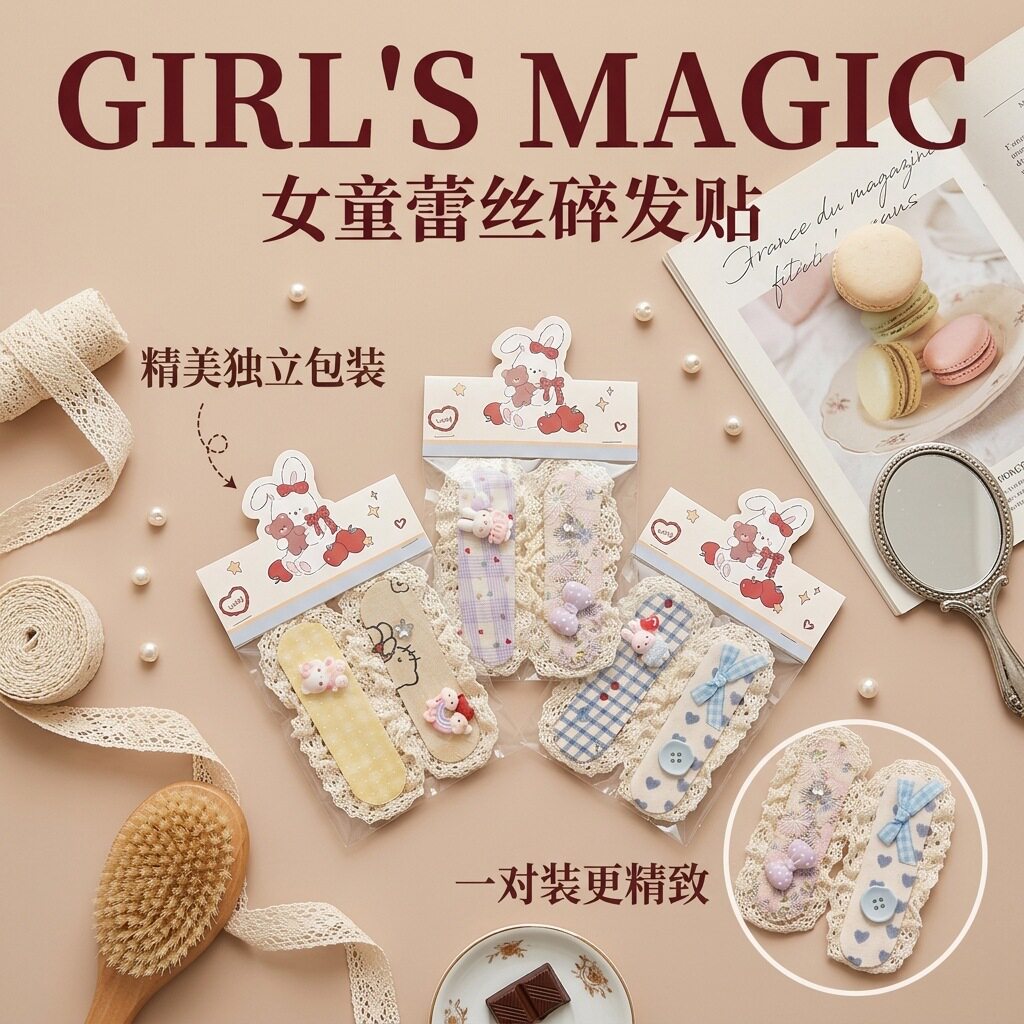新装独立包装女童魔术贴发带蕾丝民族风发饰