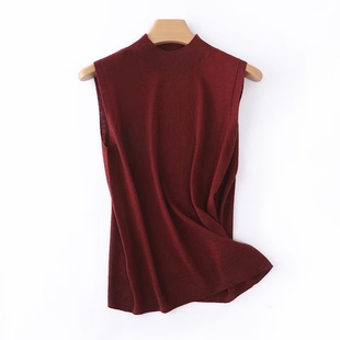 2025春夏新款半高领无袖背心宽松套头马甲高级感针织坎肩