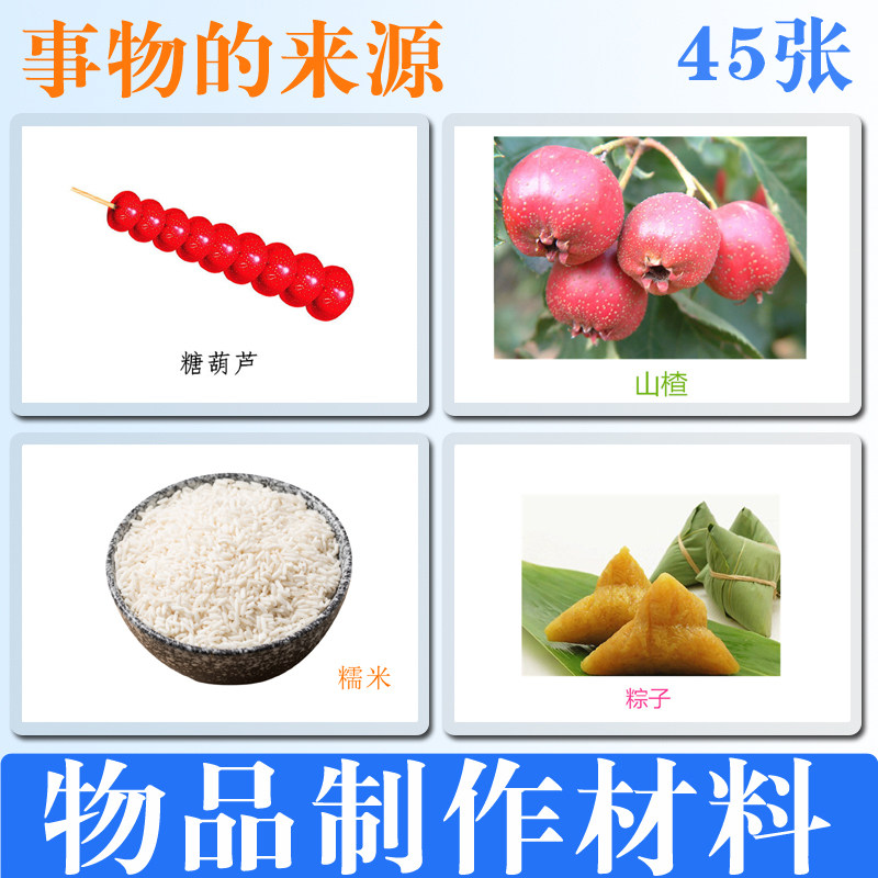 宝宝认知益智卡片 物品制作材料 事物的来源语言迟缓儿童教具塑封