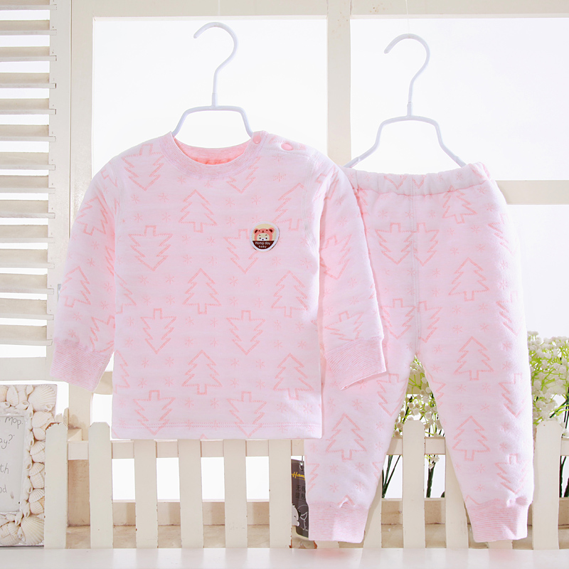 亏清秋冬宝宝保暖内衣套装新生儿童纯棉加厚秋衣秋裤空气层衣服