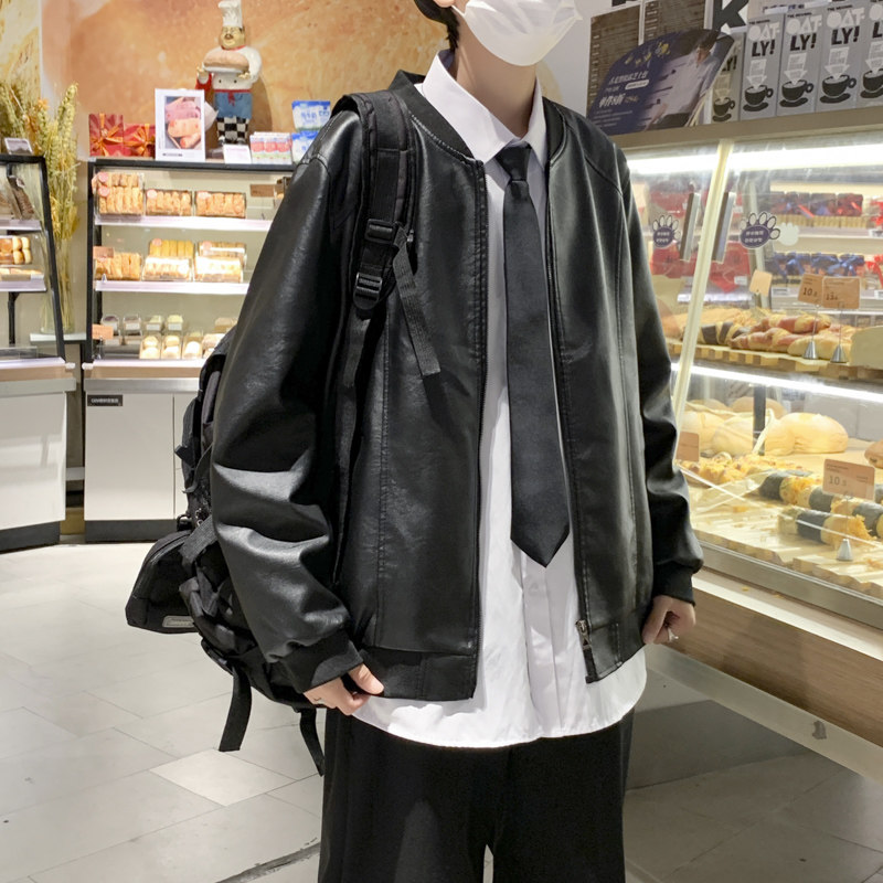 皮衣男春秋冬新款潮休闲夹克衫宽松机车服外套JK06-P60,男装皮衣,星座308B-2