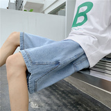 阔腿牛仔短裤男夏薄款2021新款直筒宽松五分裤ins潮D，男装牛仔裤，星座308B-2