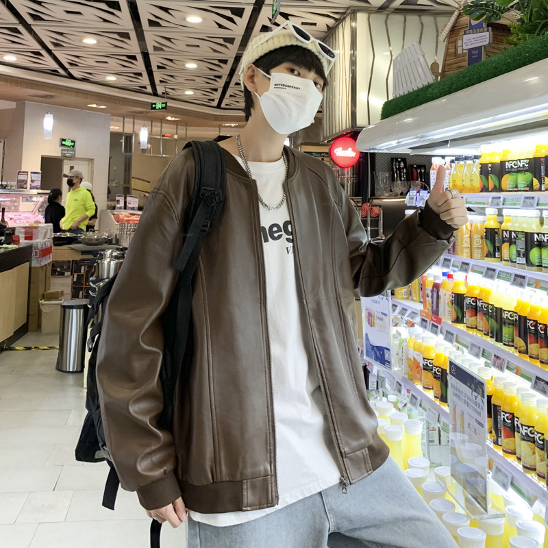 皮衣男春秋冬新款潮休闲夹克衫宽松机车服外套JK06-P60,男装夹克,星座308B-2
