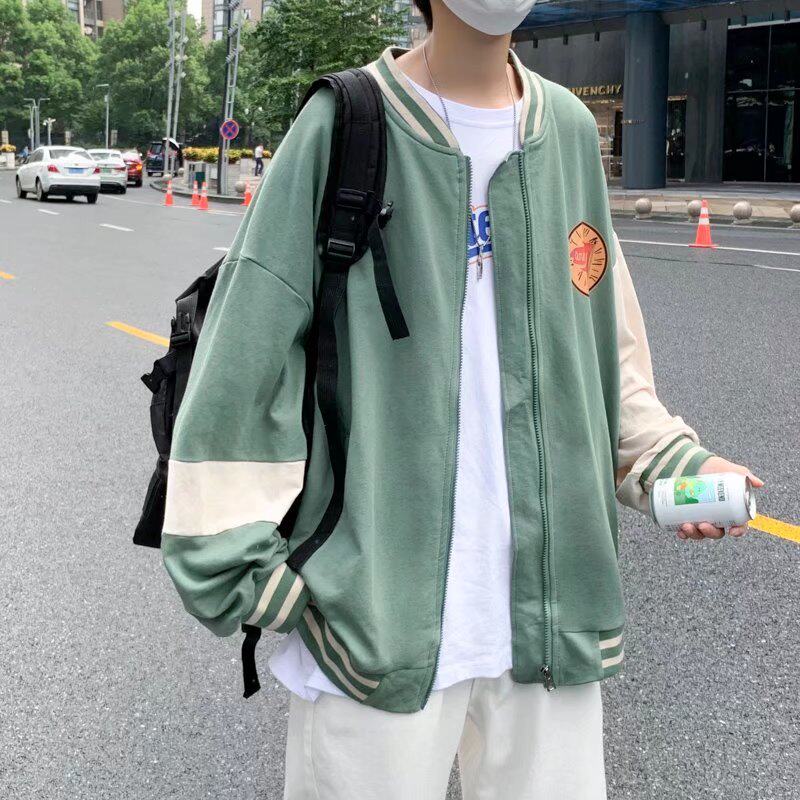 外套夹克男春秋季vintage宽松棒球领大码港风男装JK09072-P45,男装夹克,星座308B-2