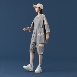 短袖t恤男女情侣运动套装夏季2021年新款时尚休闲两件套TZ12-P88,女装运动套装,星座308B-2