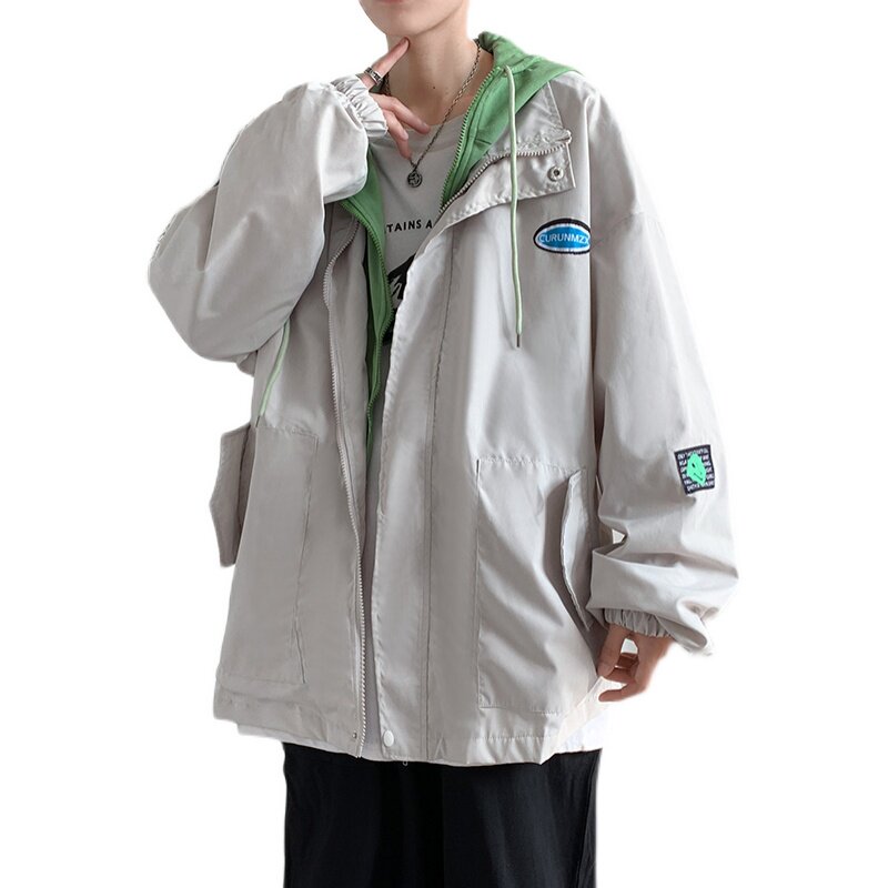 假两件外套男潮牌春秋季新款连帽棒球服休闲男装夹克JK0152-P55,男装夹克,星座308B-2