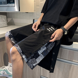 工装短裤男腰果花夏季外穿薄款潮牌宽松排扣休闲五分裤D，男装休闲裤，星座308B-2