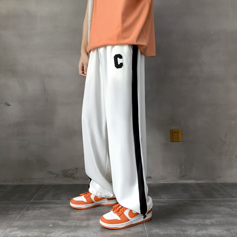 冰丝阔腿裤情侣裤男夏季薄款直筒宽松美式hiphop裤高街,女装休闲裤,星座308B-2
