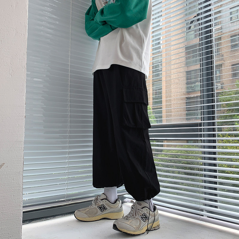 工装阔腿裤ulzzang宽松束脚直筒白裤子潮ins高街原宿风K0508-P40,男装休闲裤,星座308B-2