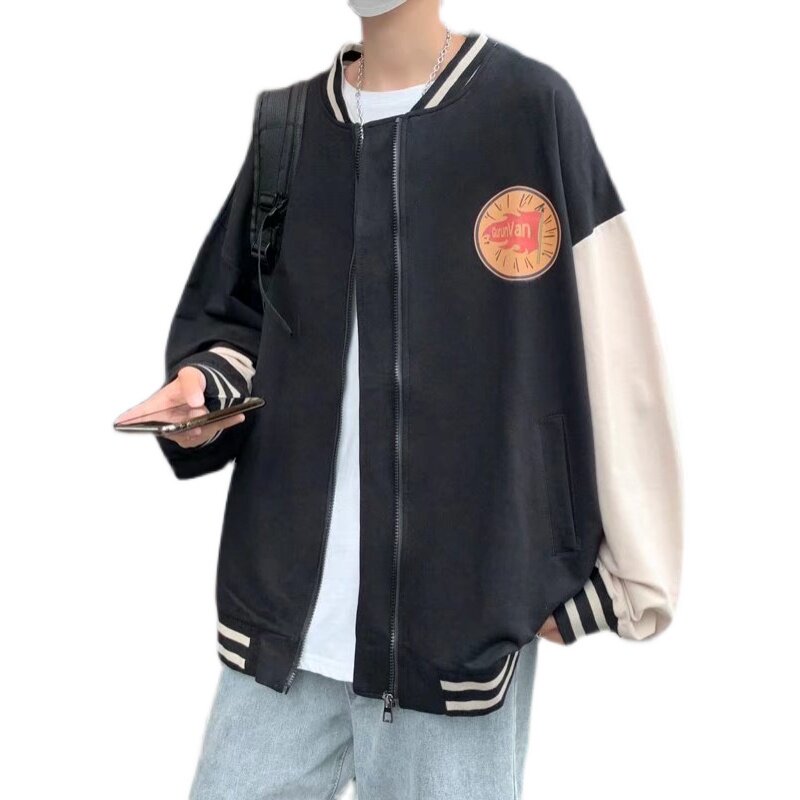 外套夹克男春秋季vintage宽松棒球领大码港风男装JK09072-P45,女装卫衣/绒衫,星座308B-2