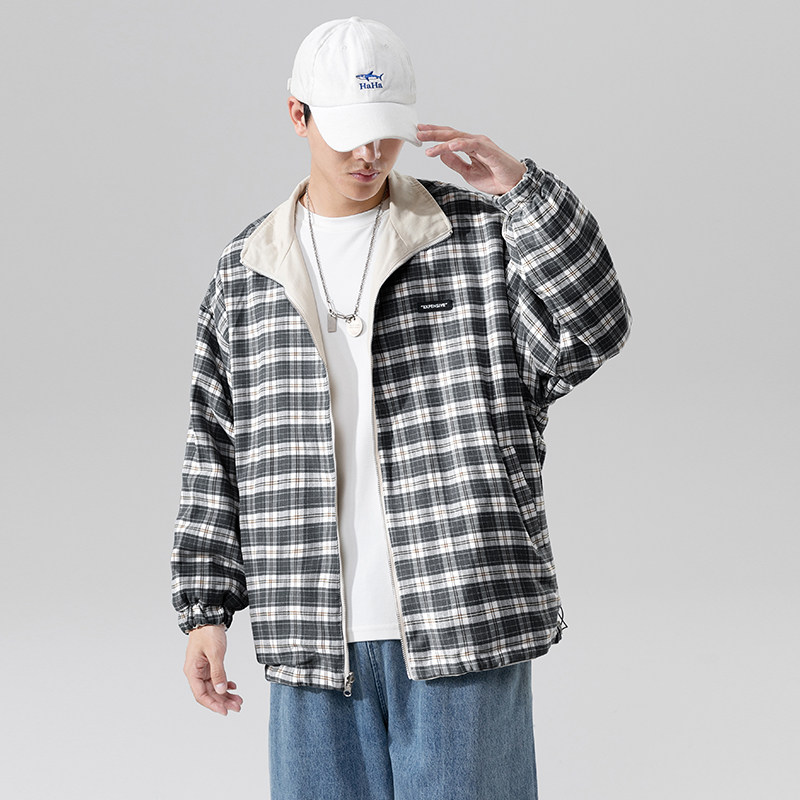 2023新款两面穿薄款外套男潮流ins风衣秋款韩版宽松夹克JK35-P50,男装夹克,星座308B-2